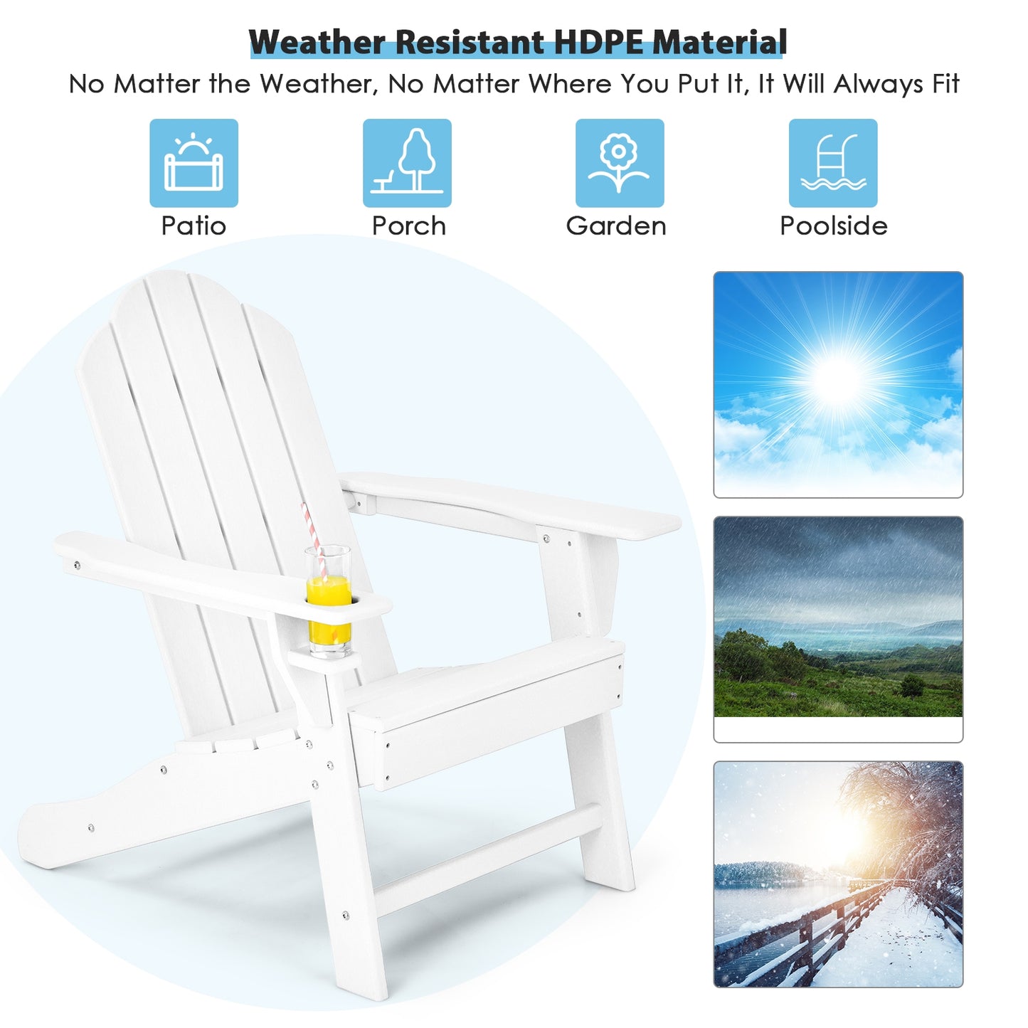 Adirondack Chair with Cup Holder - All-Weather PE