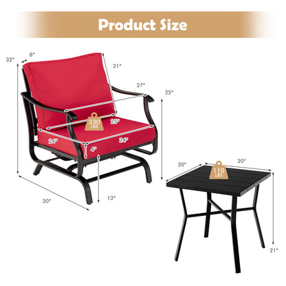 3-Piece Patio Rocking Chair Set with Coffee Table