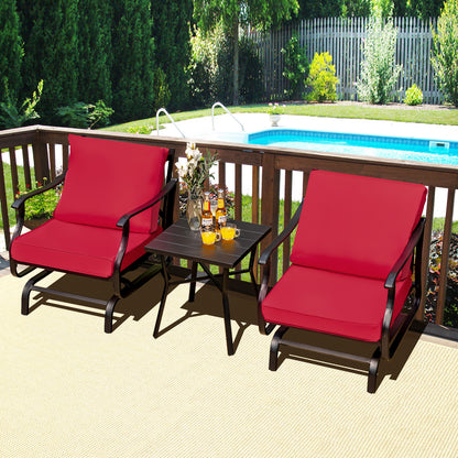 3-Piece Patio Rocking Chair Set with Coffee Table