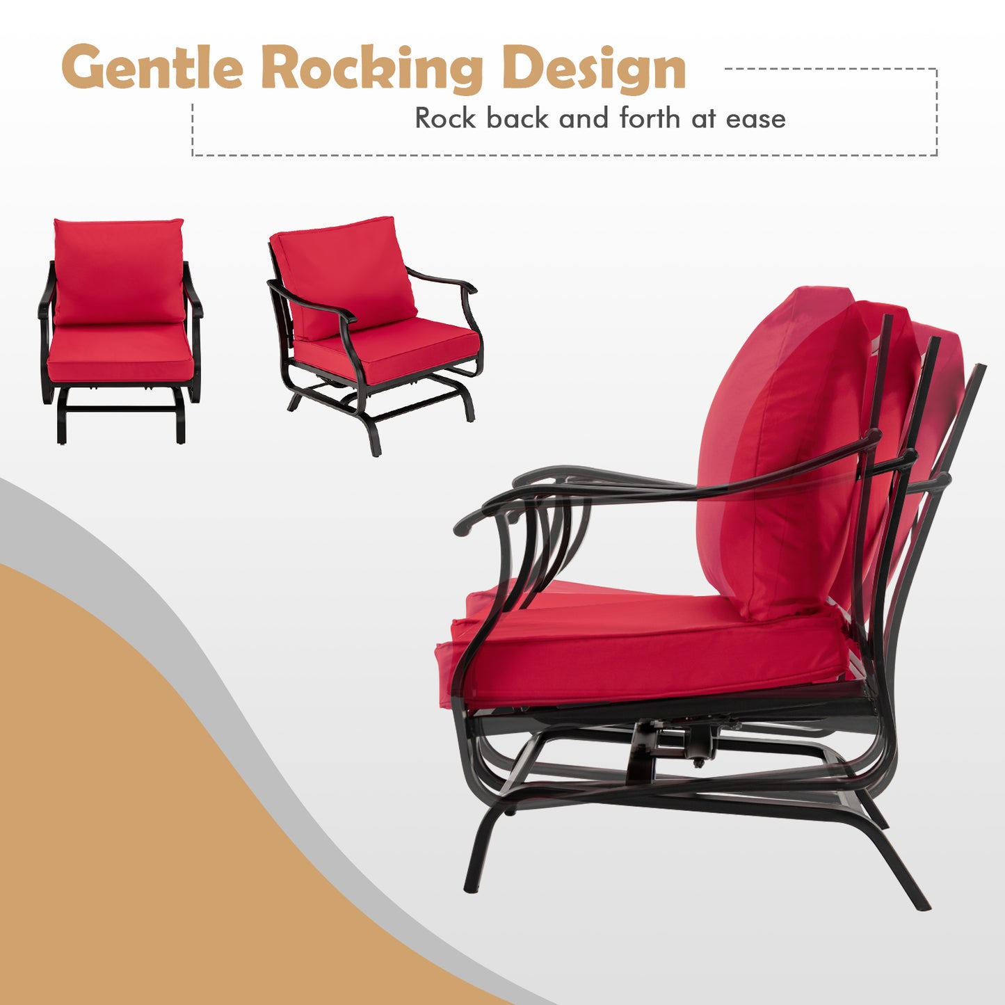 3-Piece Patio Rocking Chair Set with Coffee Table
