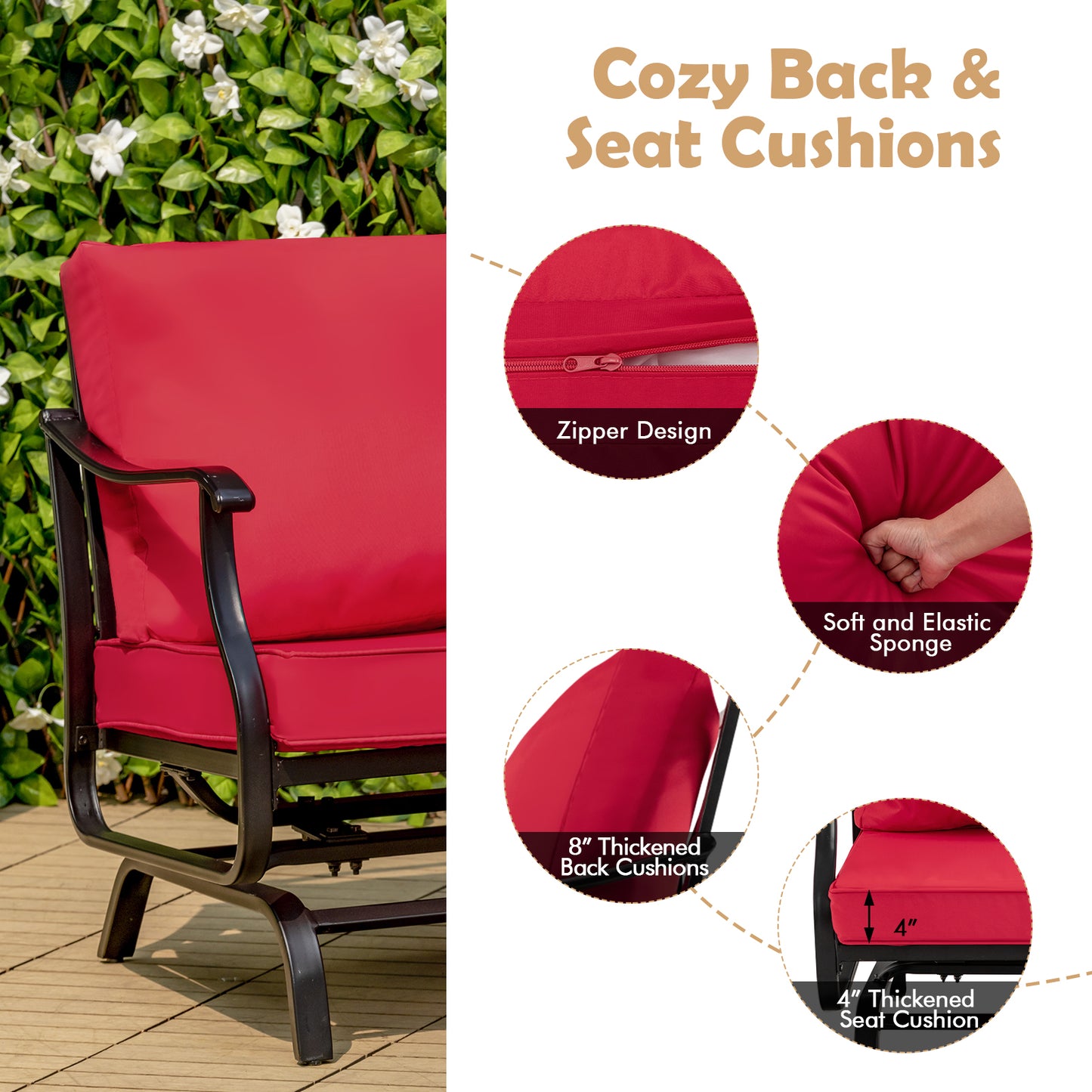 3-Piece Patio Rocking Chair Set with Coffee Table