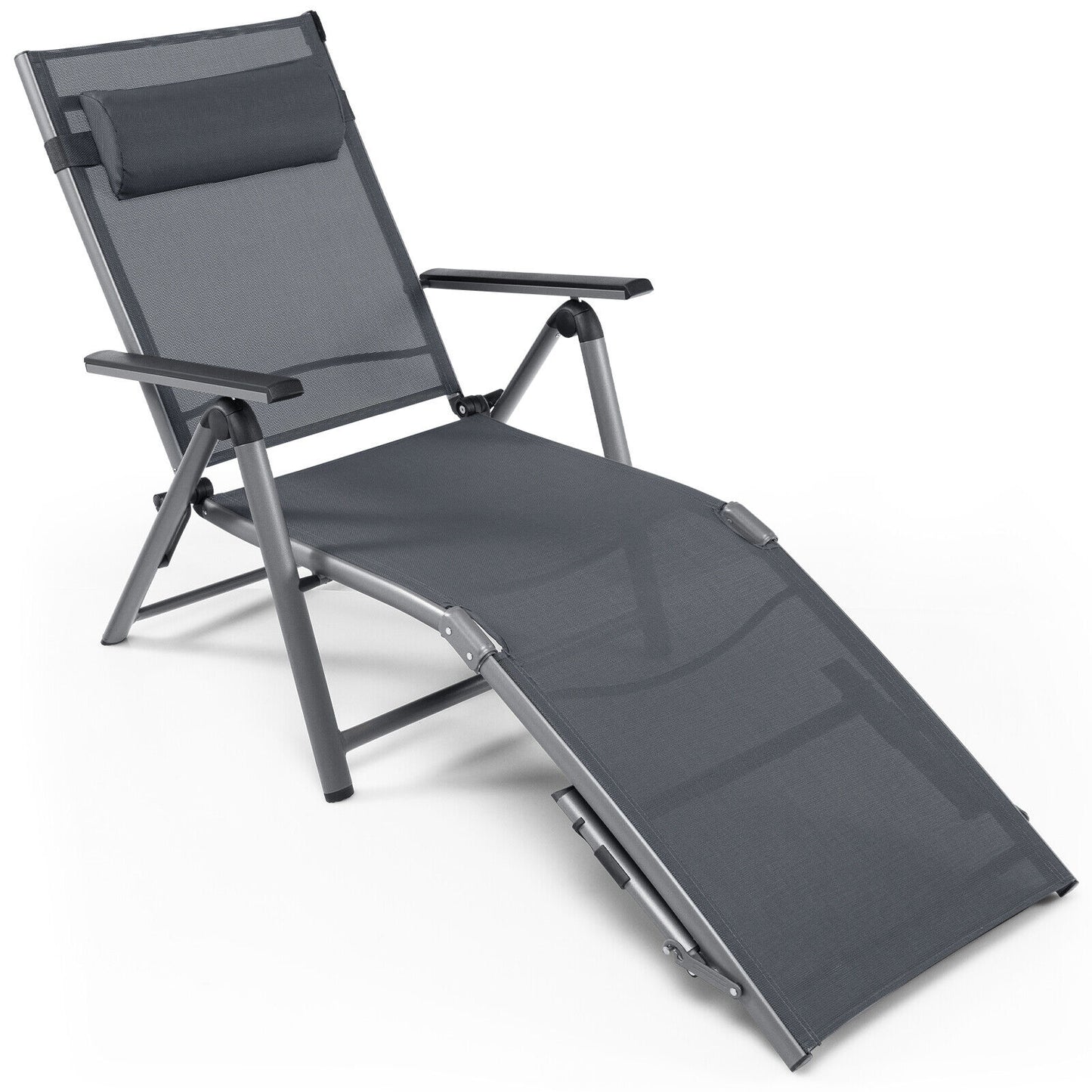 Aluminum Chaise Lounge Chair with 8-Position Adjustable Backrest