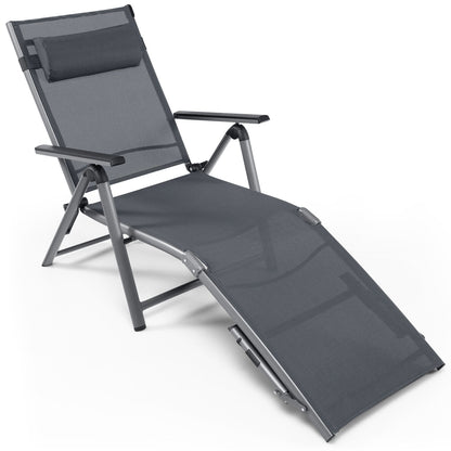 Aluminum Chaise Lounge Chair with 8-Position Adjustable Backrest
