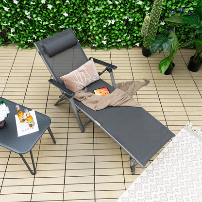 Aluminum Chaise Lounge Chair with 8-Position Adjustable Backrest