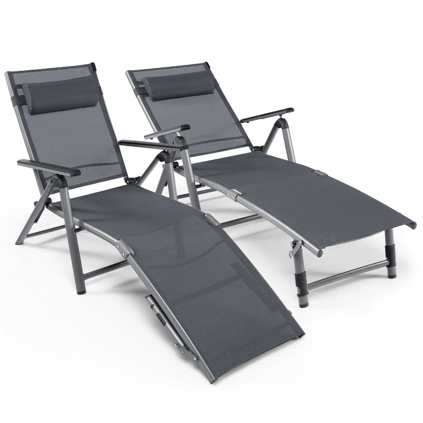 Aluminum Chaise Lounge Chair with 8-Position Adjustable Backrest