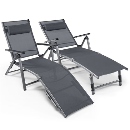 Aluminum Chaise Lounge Chair with 8-Position Adjustable Backrest