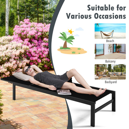 6-Position Adjustable Chaise Lounge Chair with Aluminum Frame