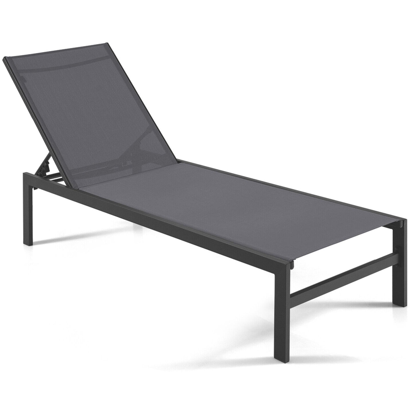 6-Position Adjustable Chaise Lounge Chair with Aluminum Frame
