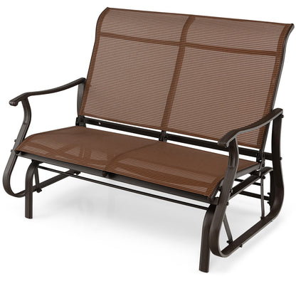 2-Person Patio Glider Bench with High Back - Brown