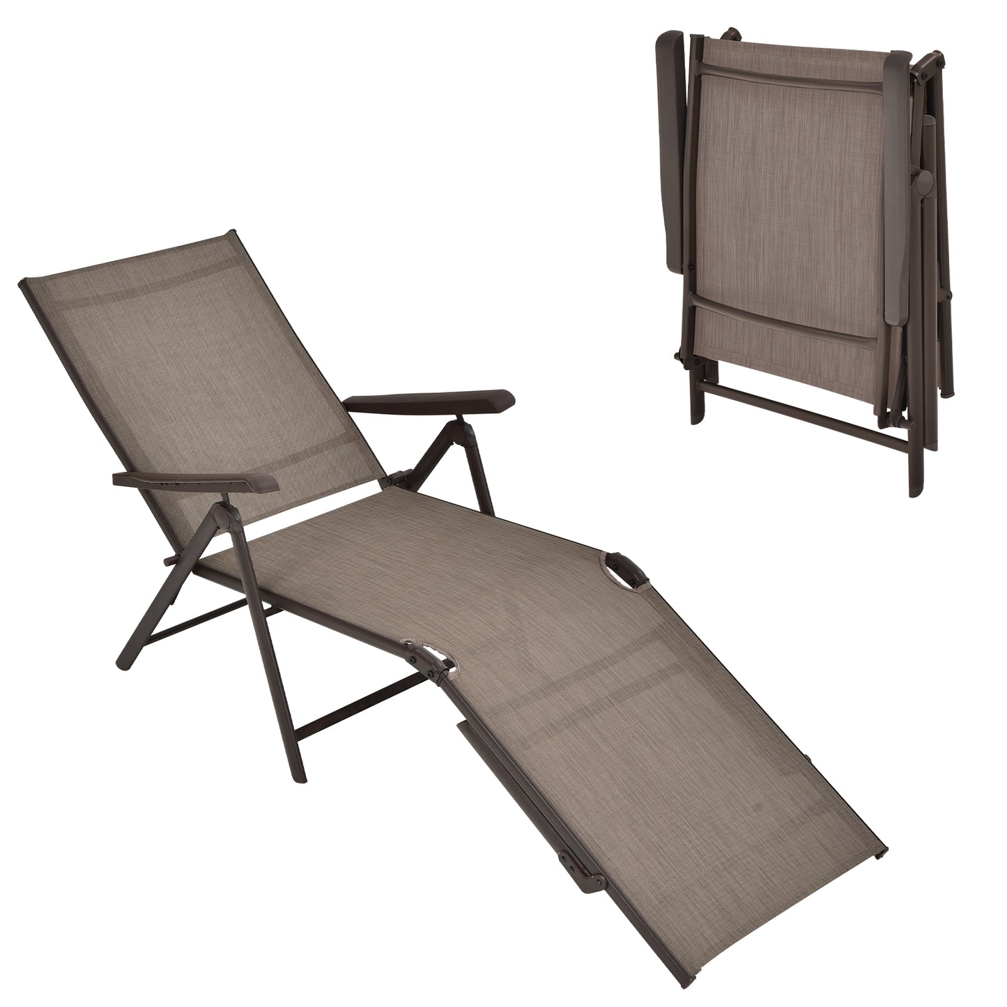 Foldable Patio Chaise Lounge Chair with Adjustable Backrest
