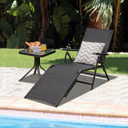 Foldable Patio Chaise Lounge Chair with Adjustable Backrest