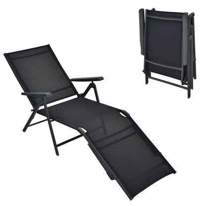 Foldable Patio Chaise Lounge Chair with Adjustable Backrest