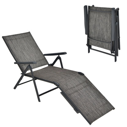 Foldable Patio Chaise Lounge Chair with Adjustable Backrest