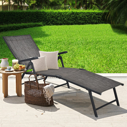 Foldable Patio Chaise Lounge Chair with Adjustable Backrest