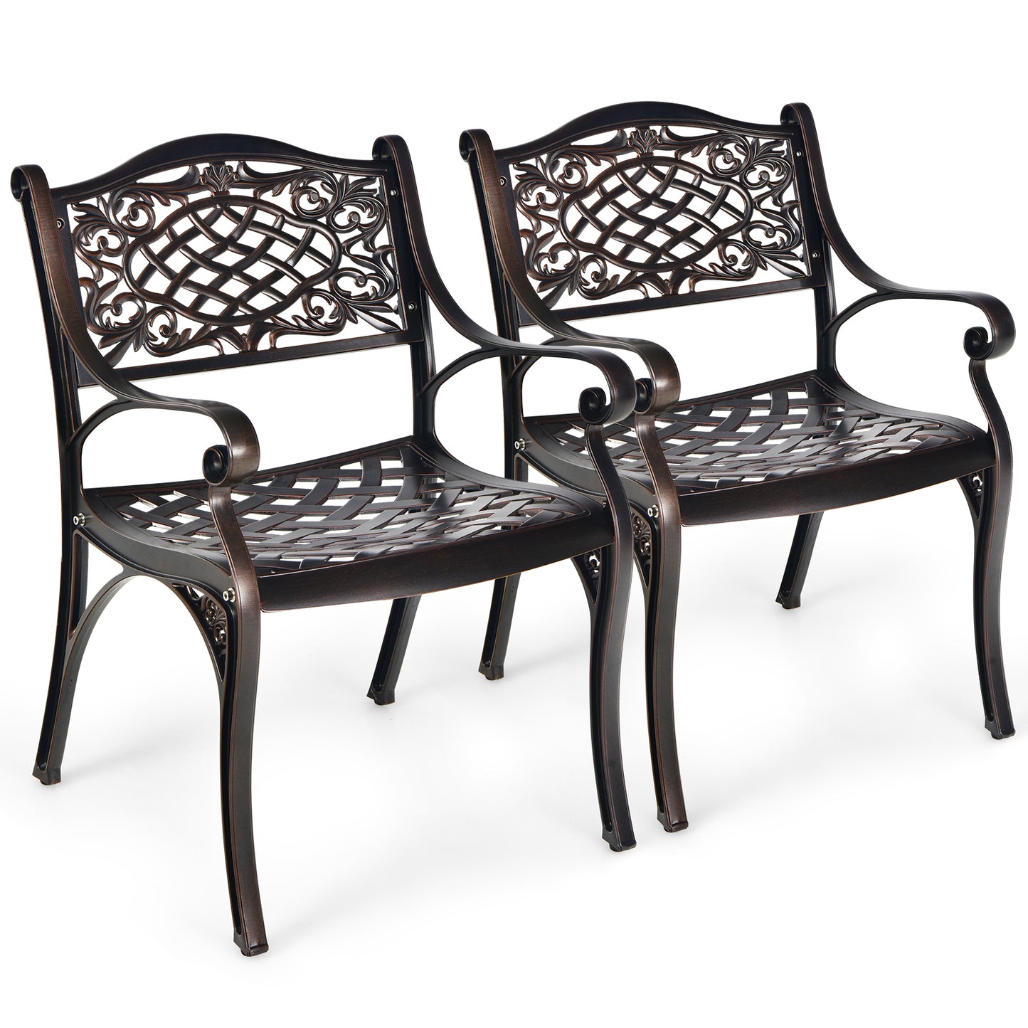 Cast Aluminum Patio Dining Chairs Set of 2 with Armrests