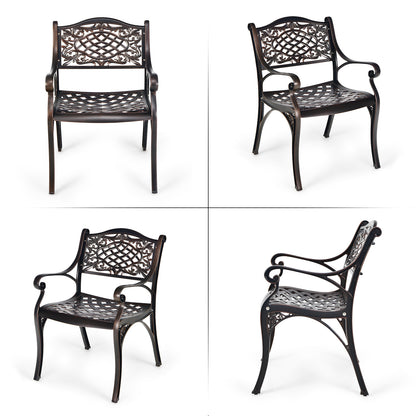 Cast Aluminum Patio Dining Chairs Set of 2 with Armrests