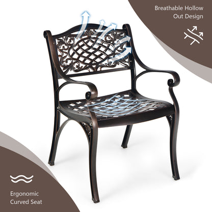 Cast Aluminum Patio Dining Chairs Set of 2 with Armrests