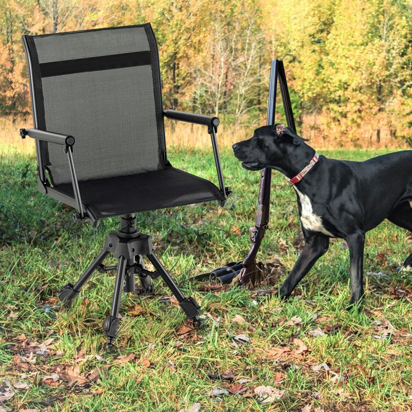 Folding Swivel Patio Chair with Adjustable Height