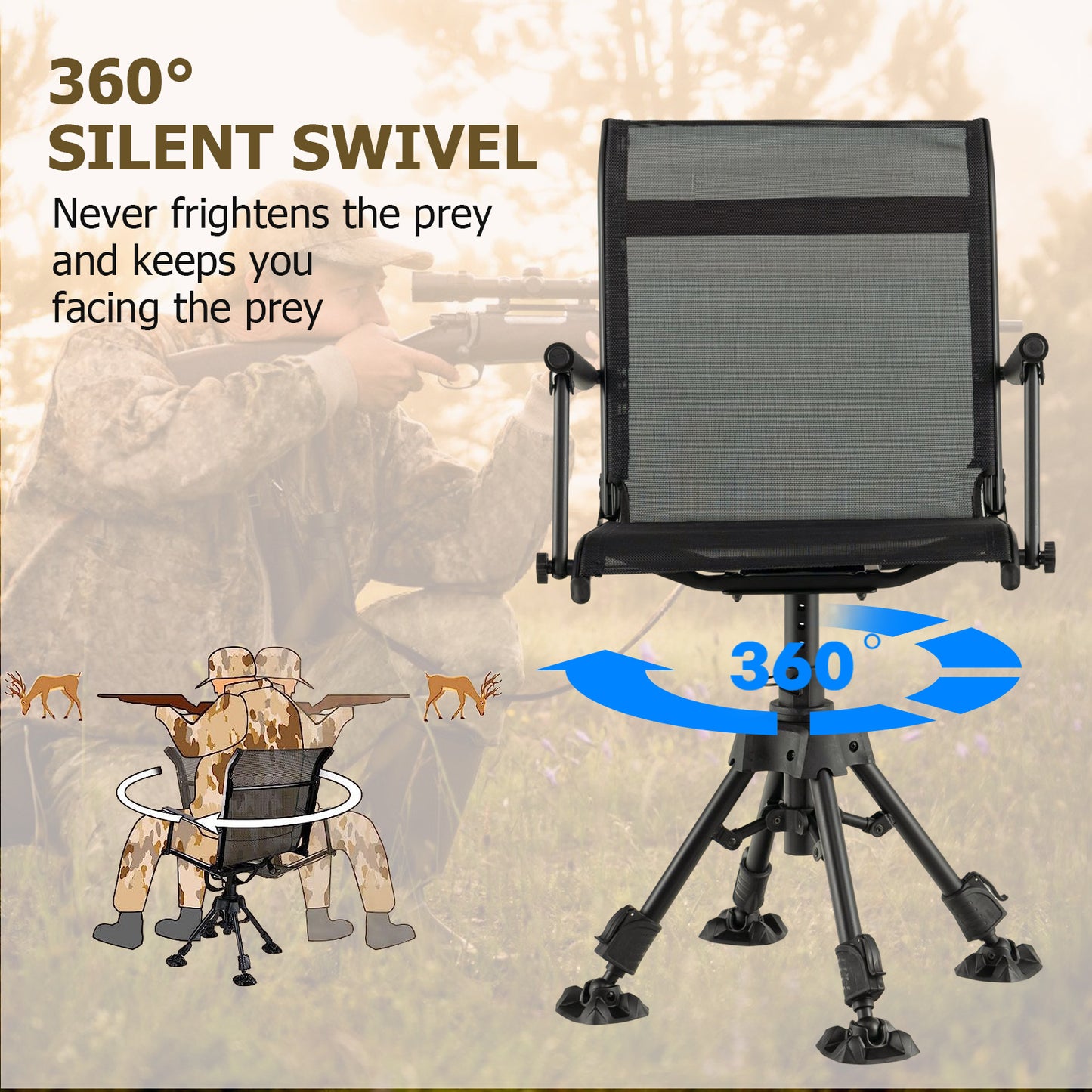 Folding Swivel Patio Chair with Adjustable Height