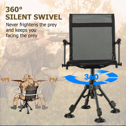 Folding Swivel Patio Chair with Adjustable Height