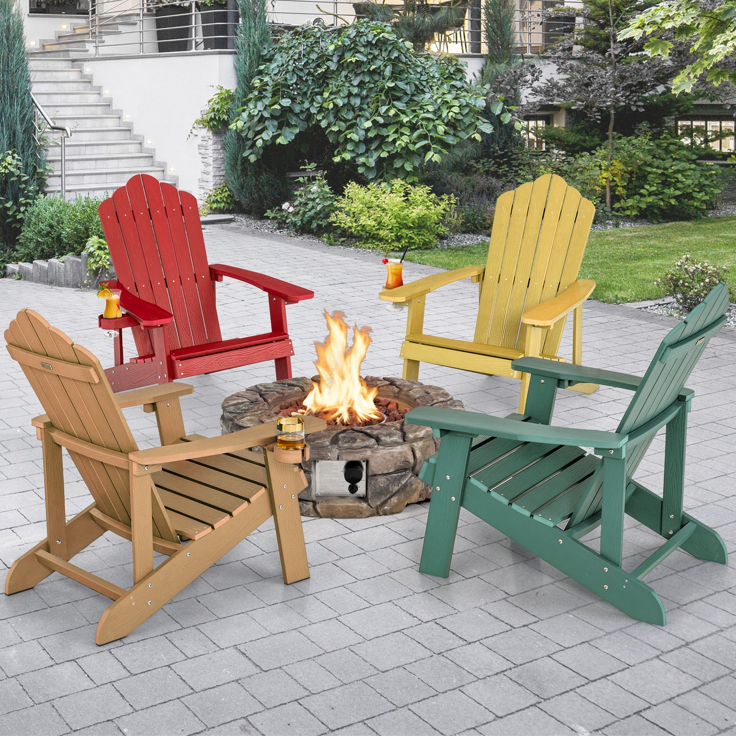 Adirondack Chair with Cup Holder - Weather Resistant HIPS