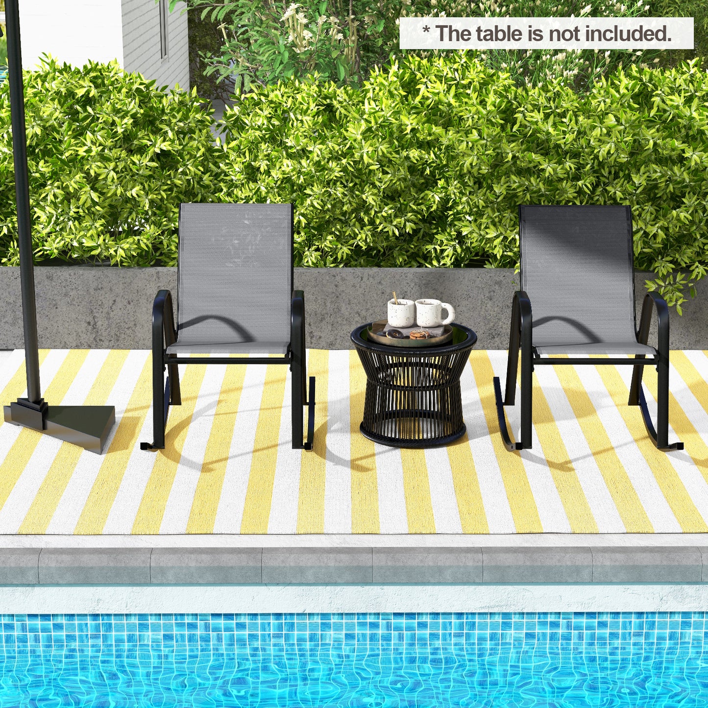 Metal Patio Rocking Chairs Set of 2 with Breathable Fabric