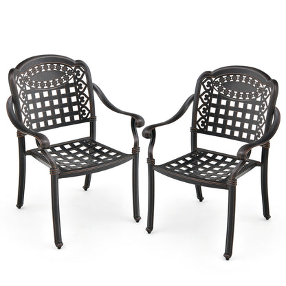 Cast Aluminum Patio Dining Chairs with Armrests, Set of 2