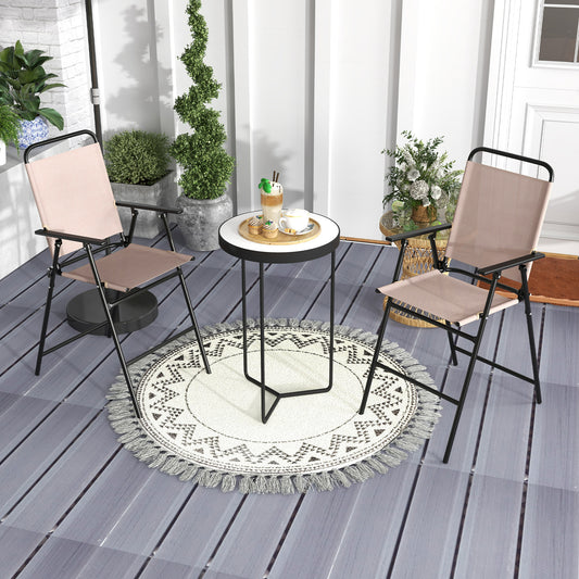 Folding Bar-Height Patio Chairs with Armrests, Set of 2