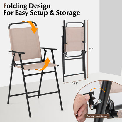 3-Piece Outdoor Bistro Set with Folding Chairs and Glass Table