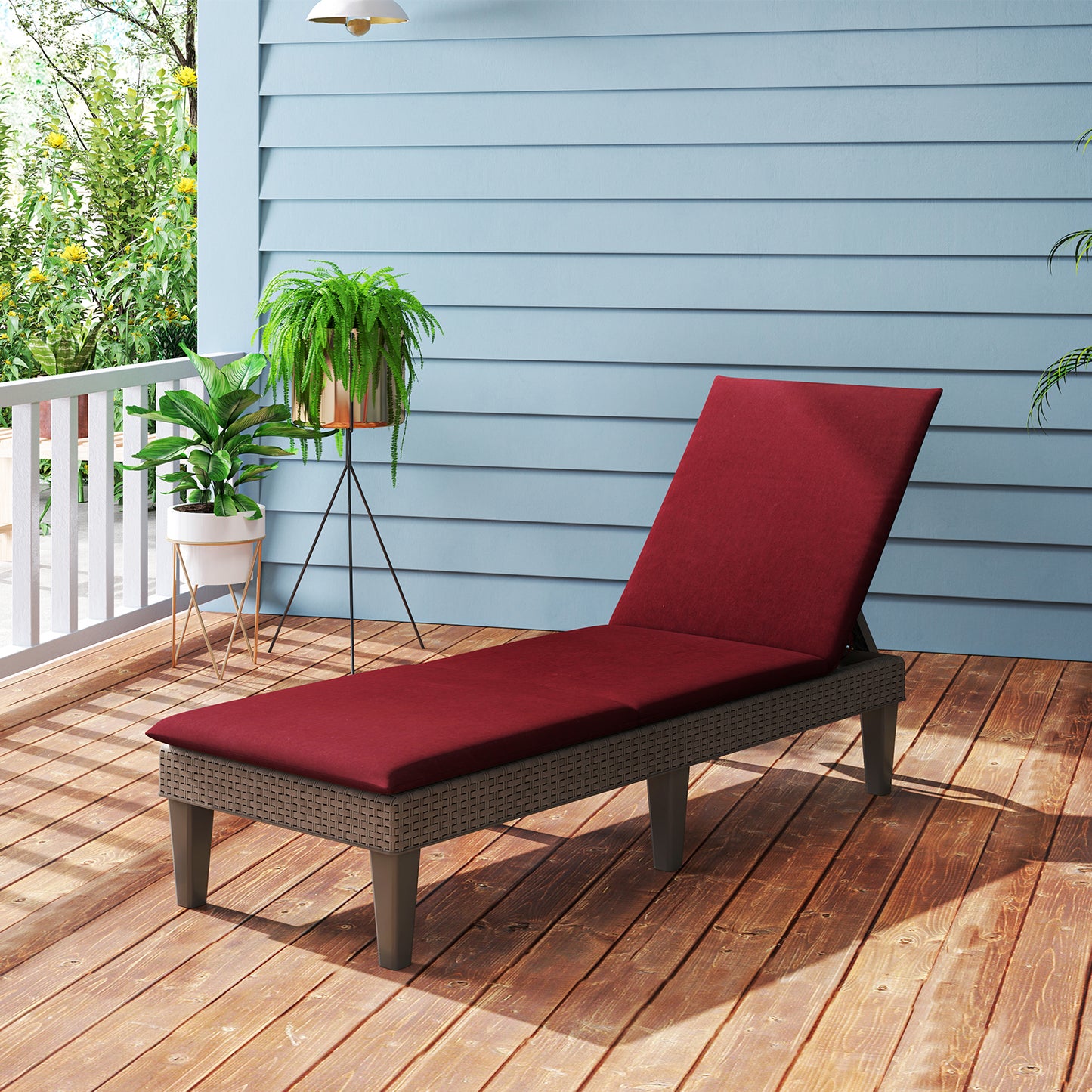 Adjustable Outdoor Chaise Lounge Chair with Cushion