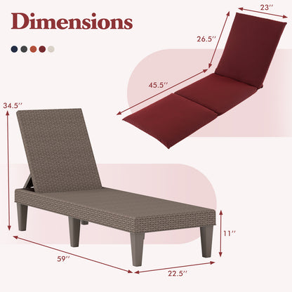 Adjustable Outdoor Chaise Lounge Chair with Cushion