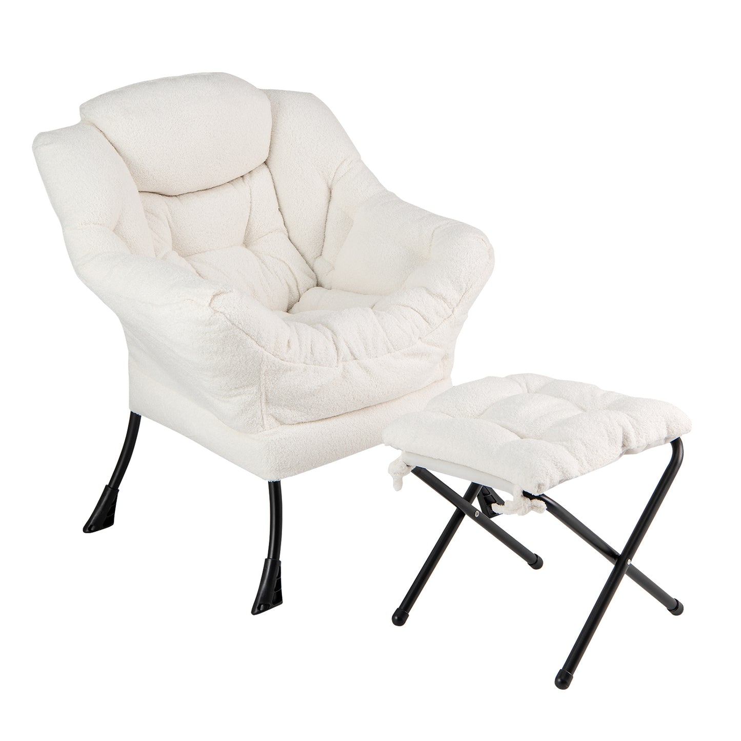 Accent Chair with Folding Footrest and Head Pillow