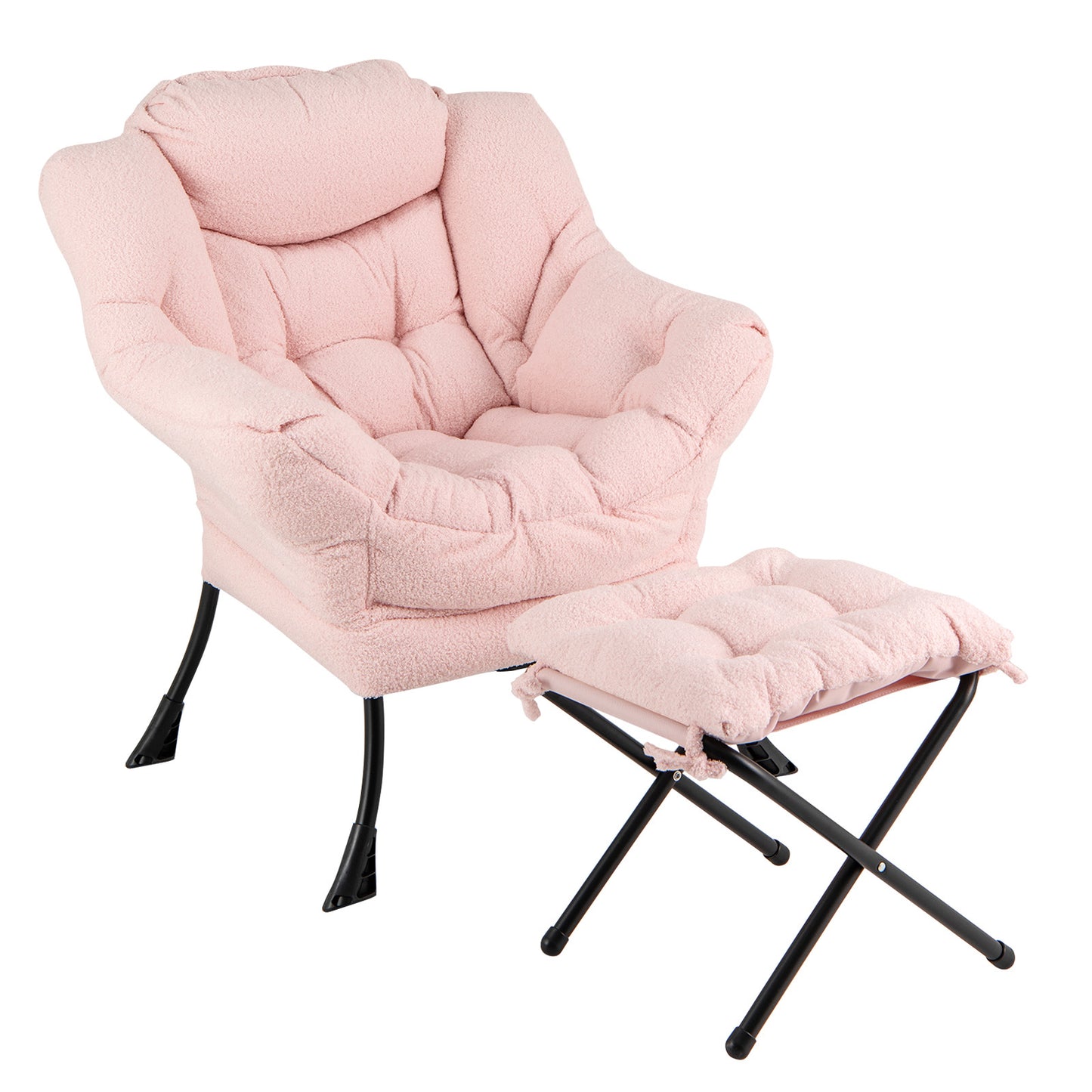 Accent Chair with Folding Footrest and Head Pillow