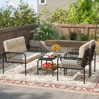 4-Piece Patio Conversation Set with Loveseat & Coffee Table