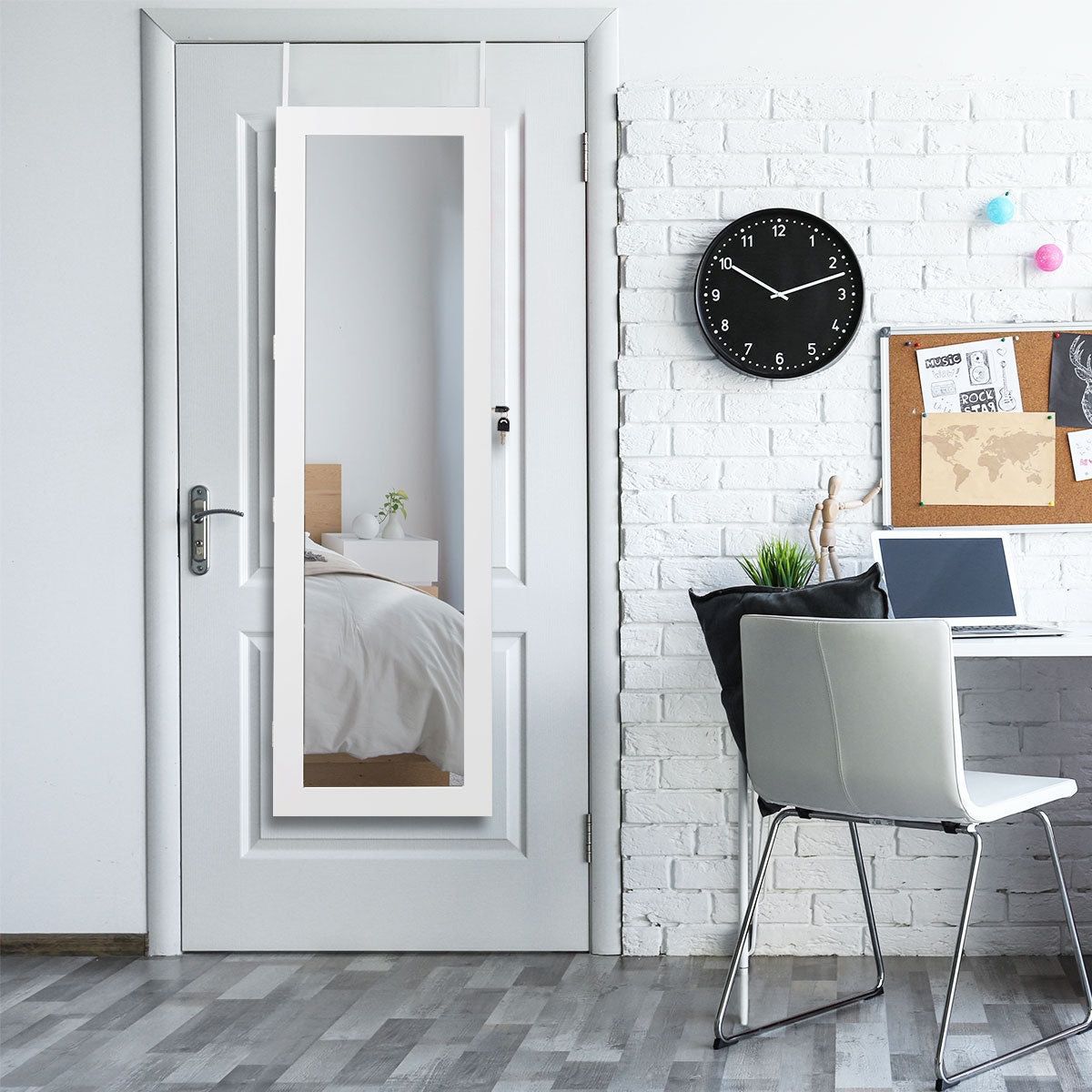 Wall Mounted Jewelry Cabinet with LED Mirror