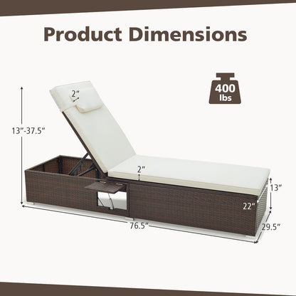 Patio Chaise Lounge Set of 2 with Adjustable Backrest & Cushion
