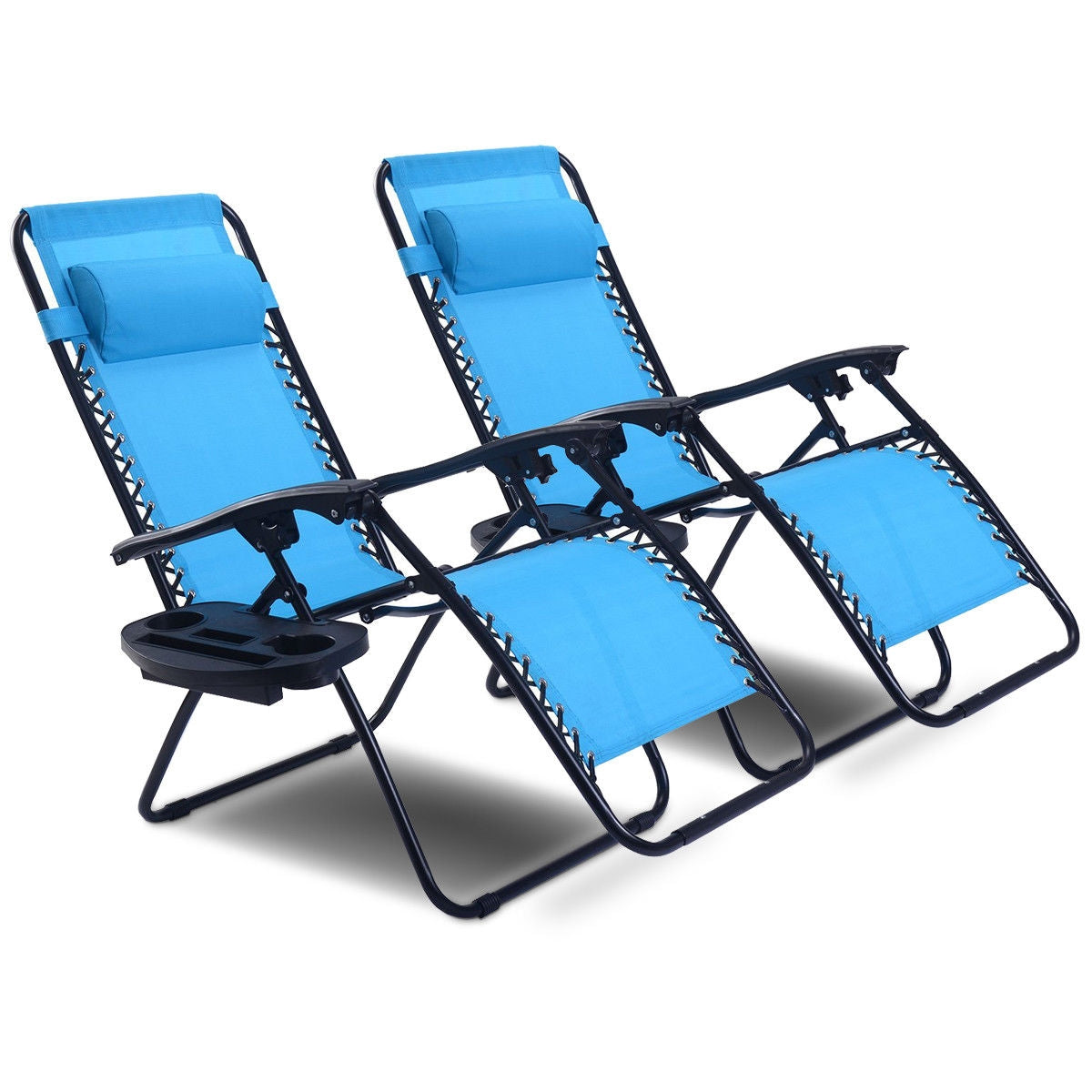 Zero Gravity Folding Lounge Chair Set of 2 with Pillow