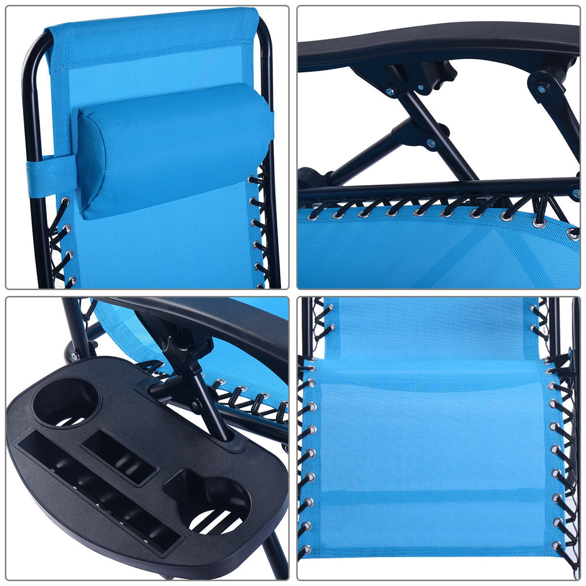 Zero Gravity Folding Lounge Chair Set of 2 with Pillow
