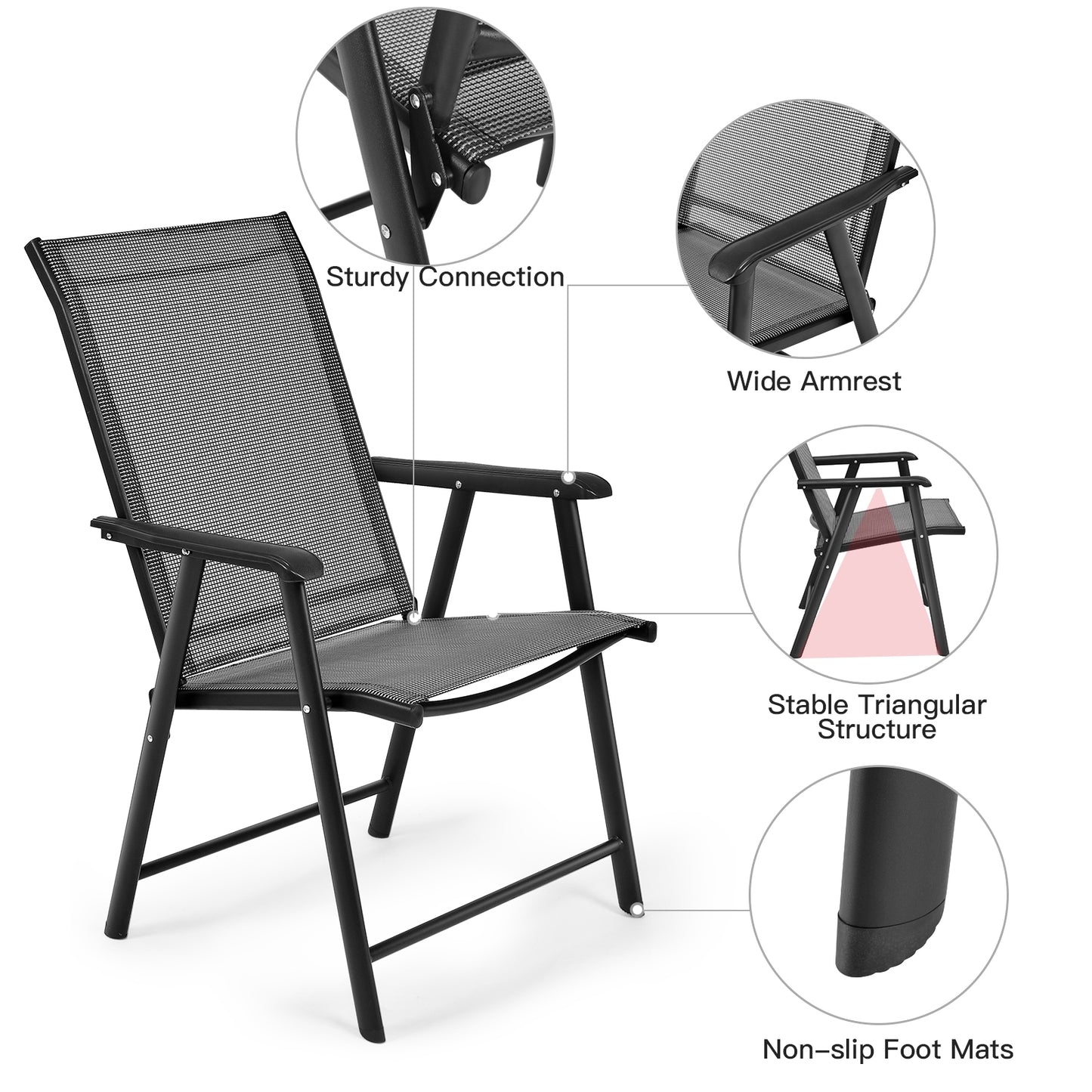 Folding Patio Dining Chairs, 4-Pack Portable Outdoor Seating