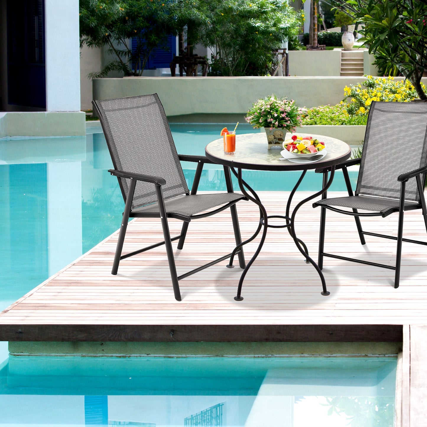 Folding Patio Dining Chairs, 4-Pack Portable Outdoor Seating