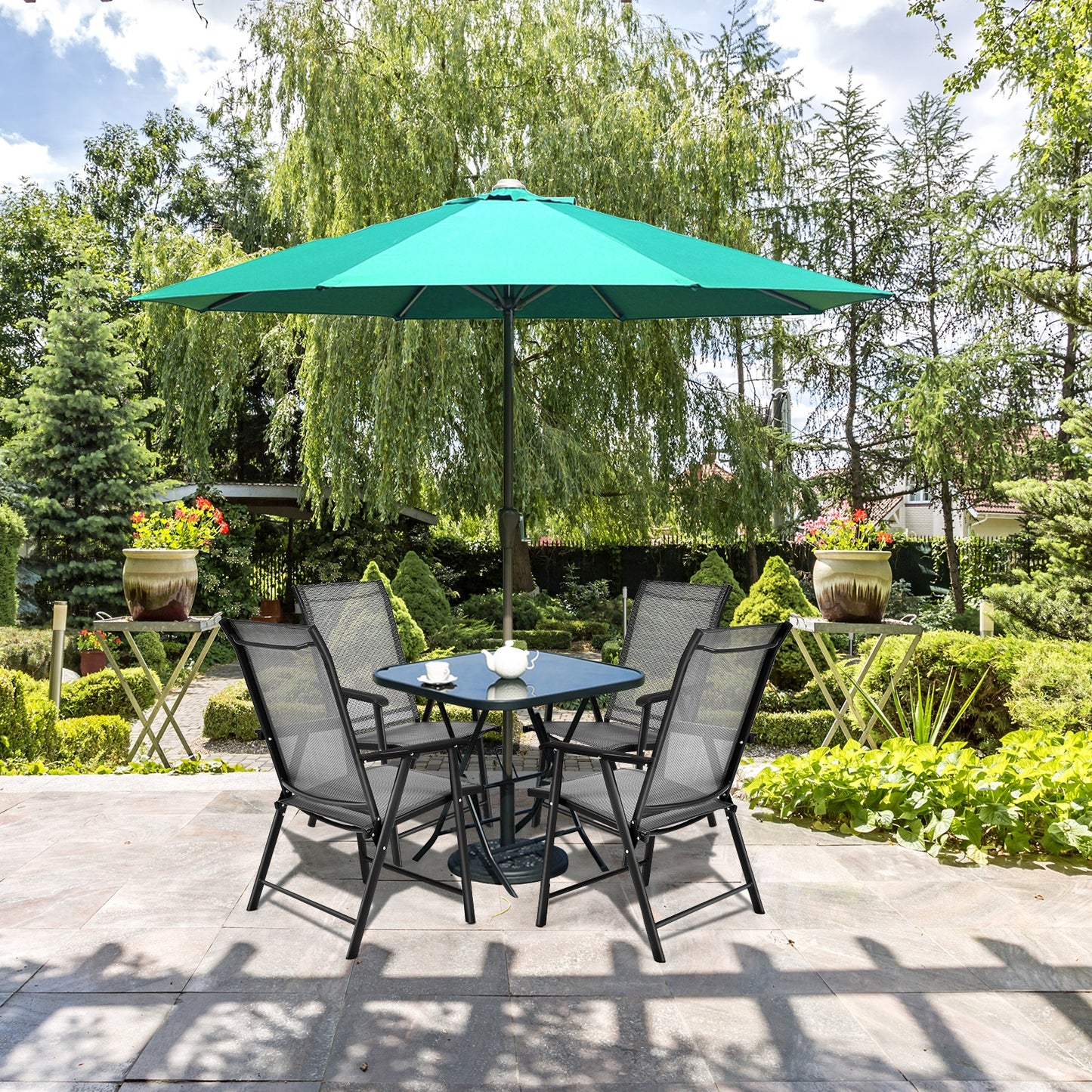Folding Patio Dining Chairs, 4-Pack Portable Outdoor Seating