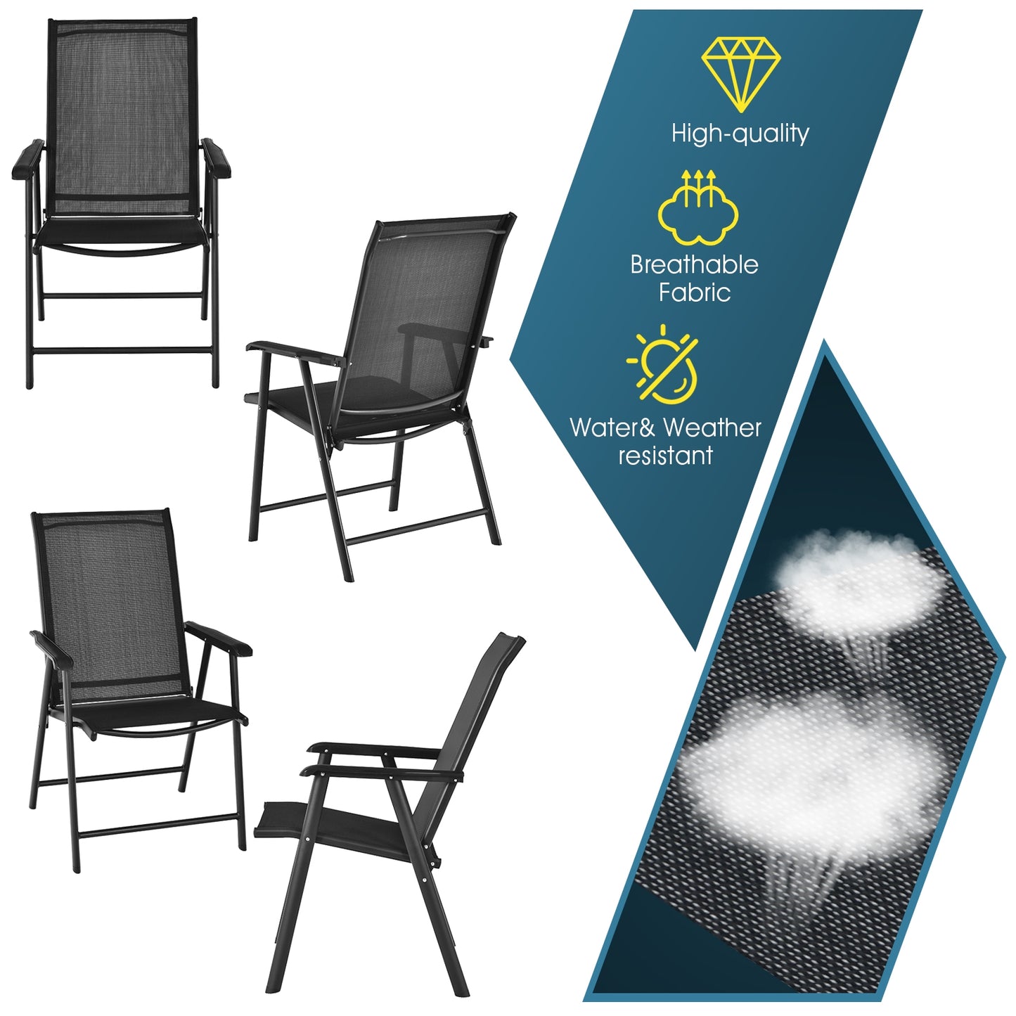 Folding Patio Dining Chairs, 4-Pack Portable Outdoor Seating
