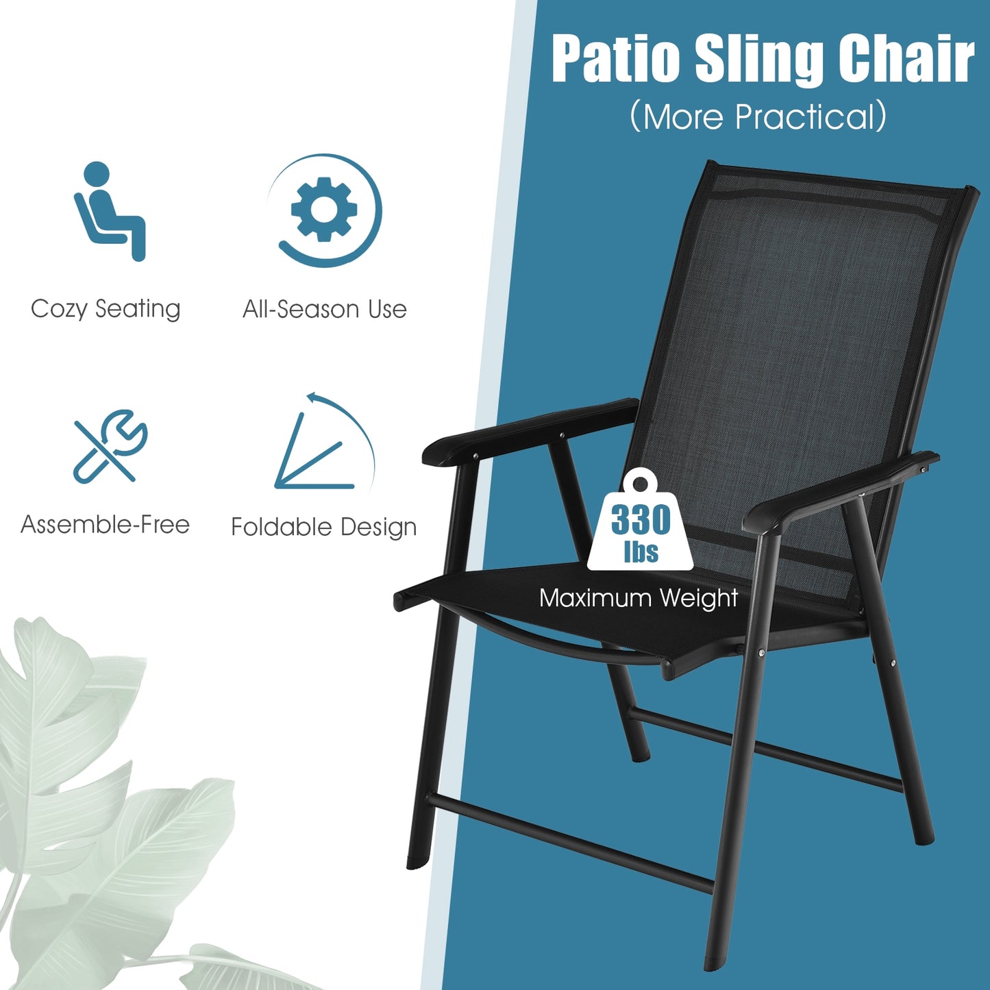 Folding Patio Dining Chairs, 4-Pack Portable Outdoor Seating
