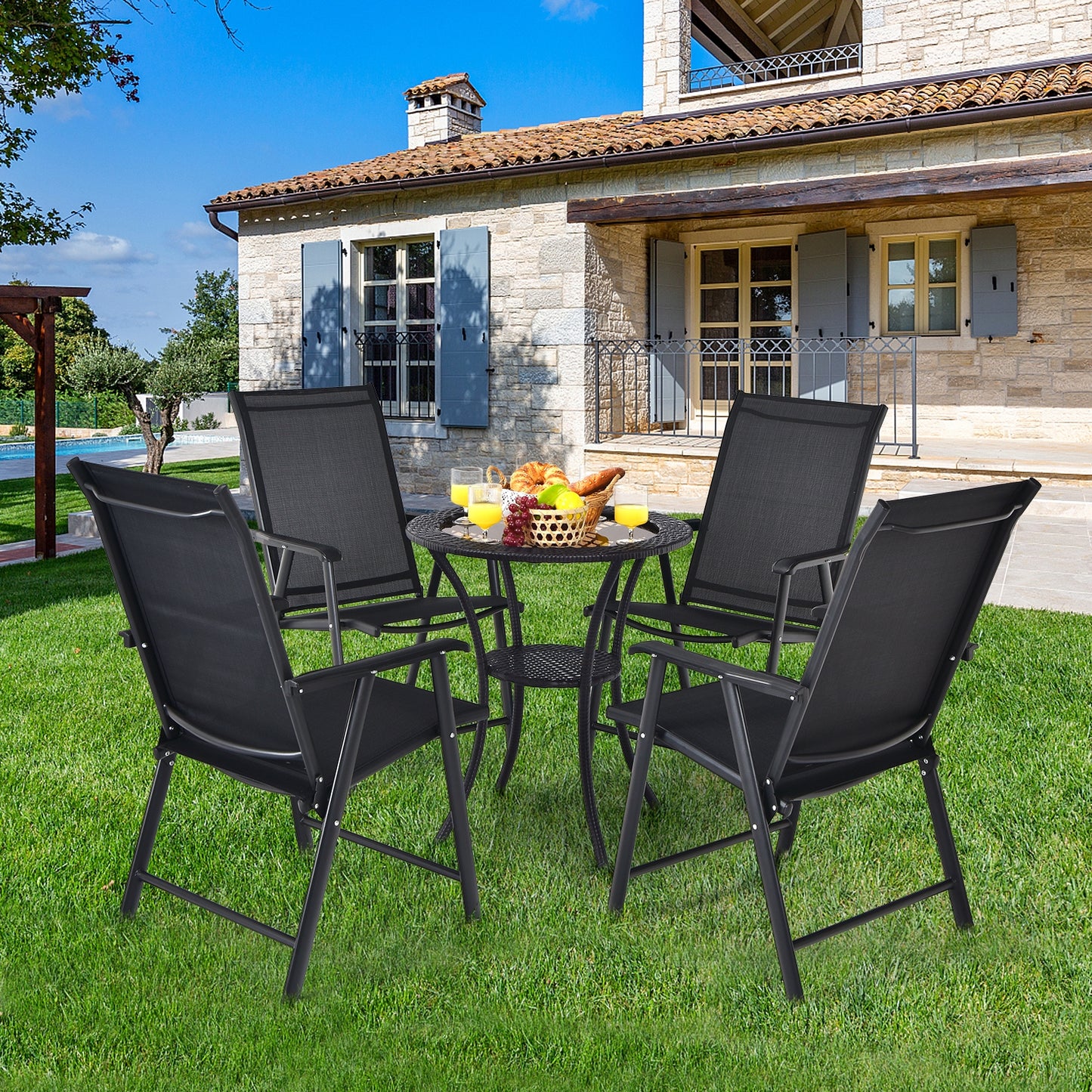 Folding Patio Dining Chairs, 4-Pack Portable Outdoor Seating