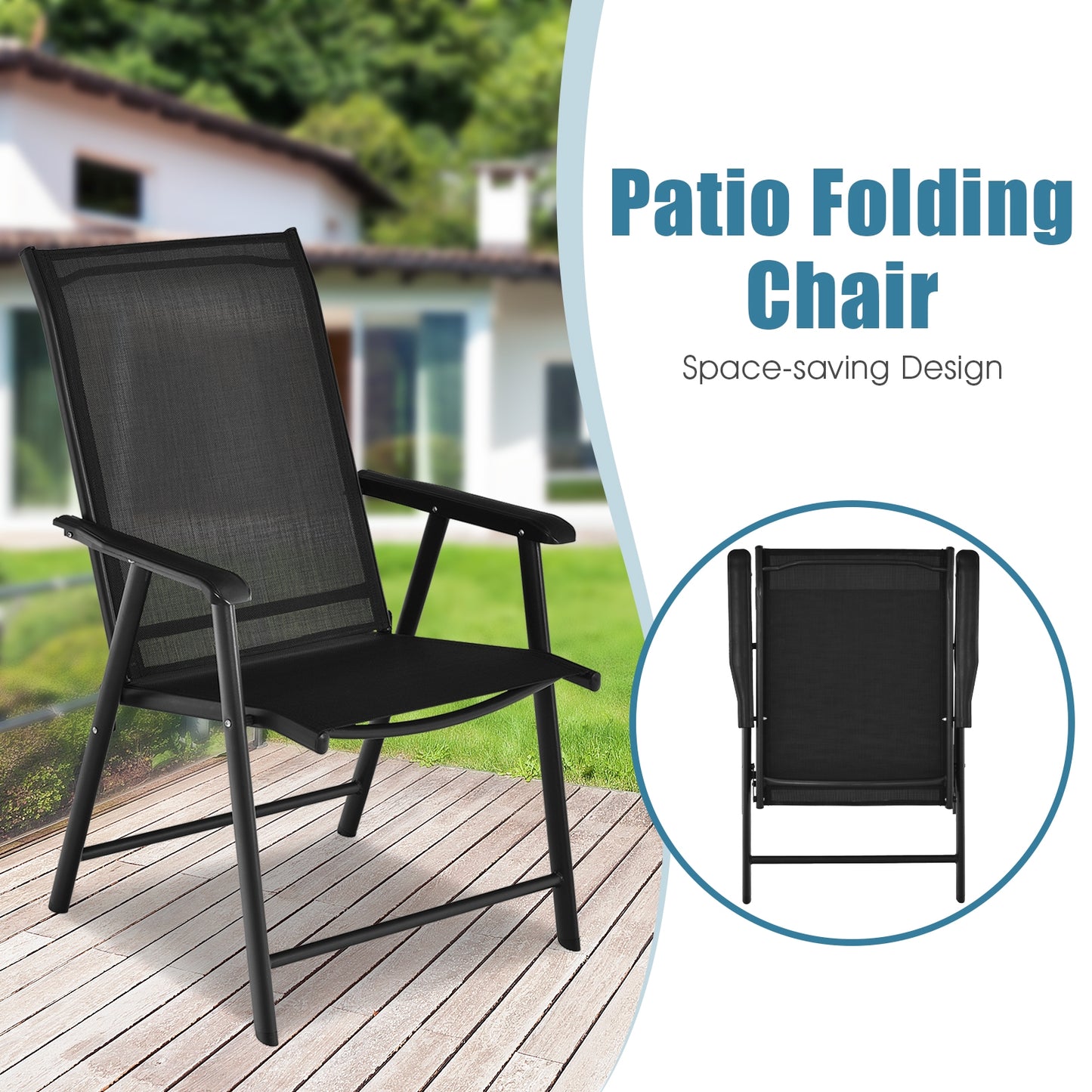 Folding Patio Dining Chairs, 4-Pack Portable Outdoor Seating