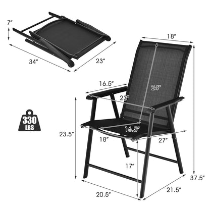 Folding Patio Dining Chairs Set of 2 with Armrests