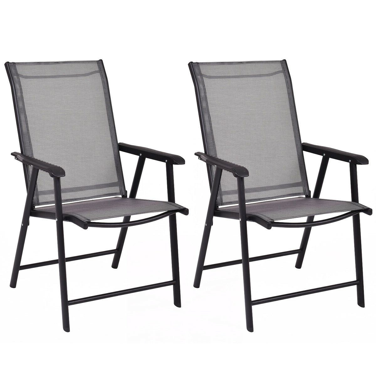 Folding Patio Dining Chairs Set of 2 with Armrests