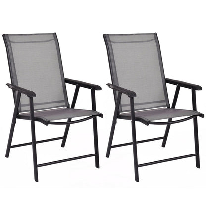 Folding Patio Dining Chairs Set of 2 with Armrests