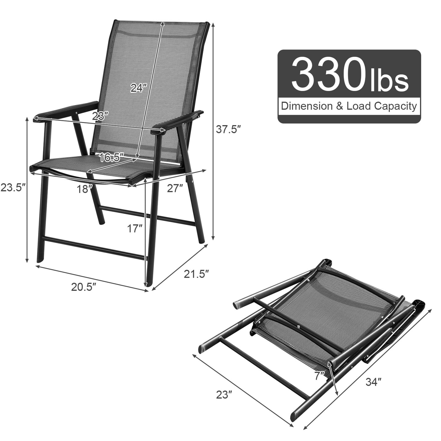 Folding Patio Dining Chairs, 4-Pack Portable Outdoor Seating