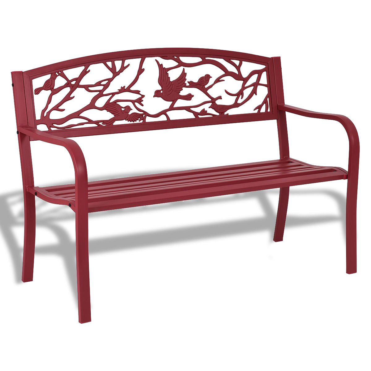 Steel Garden Bench with Cast Iron Back - 500 lb Capacity